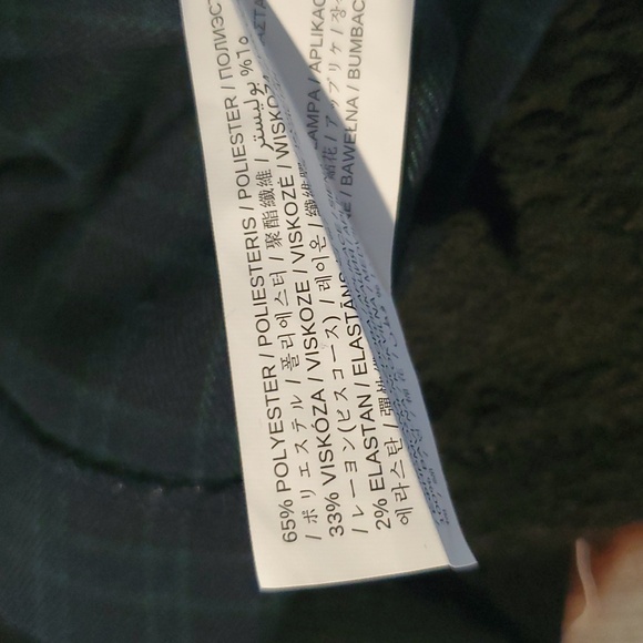 MNG women’s Navy/Green plaid mini Dress with White Collar Size XXS like new - Picture 7 of 8